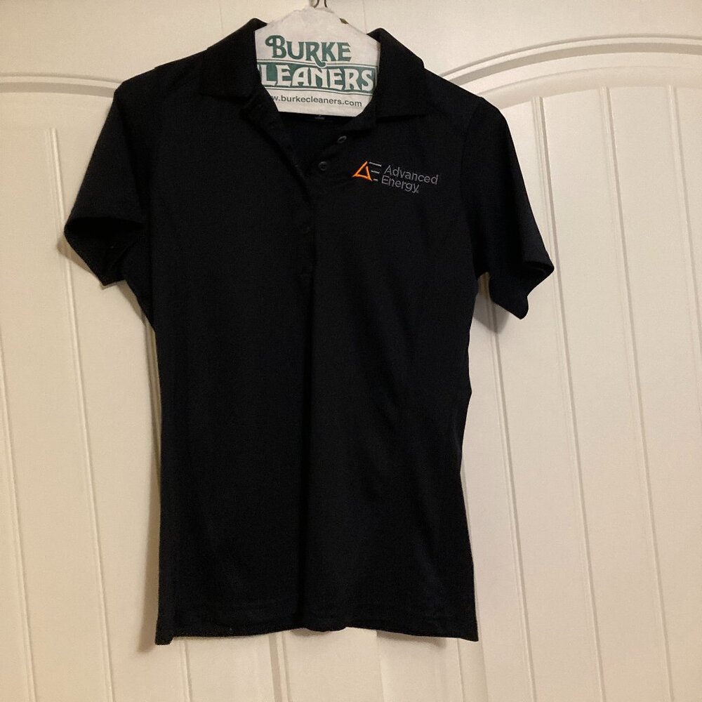Sport-Tek Black Polo Shirt Women's Small Short Sleeve Advanced Energy Logo Poly
